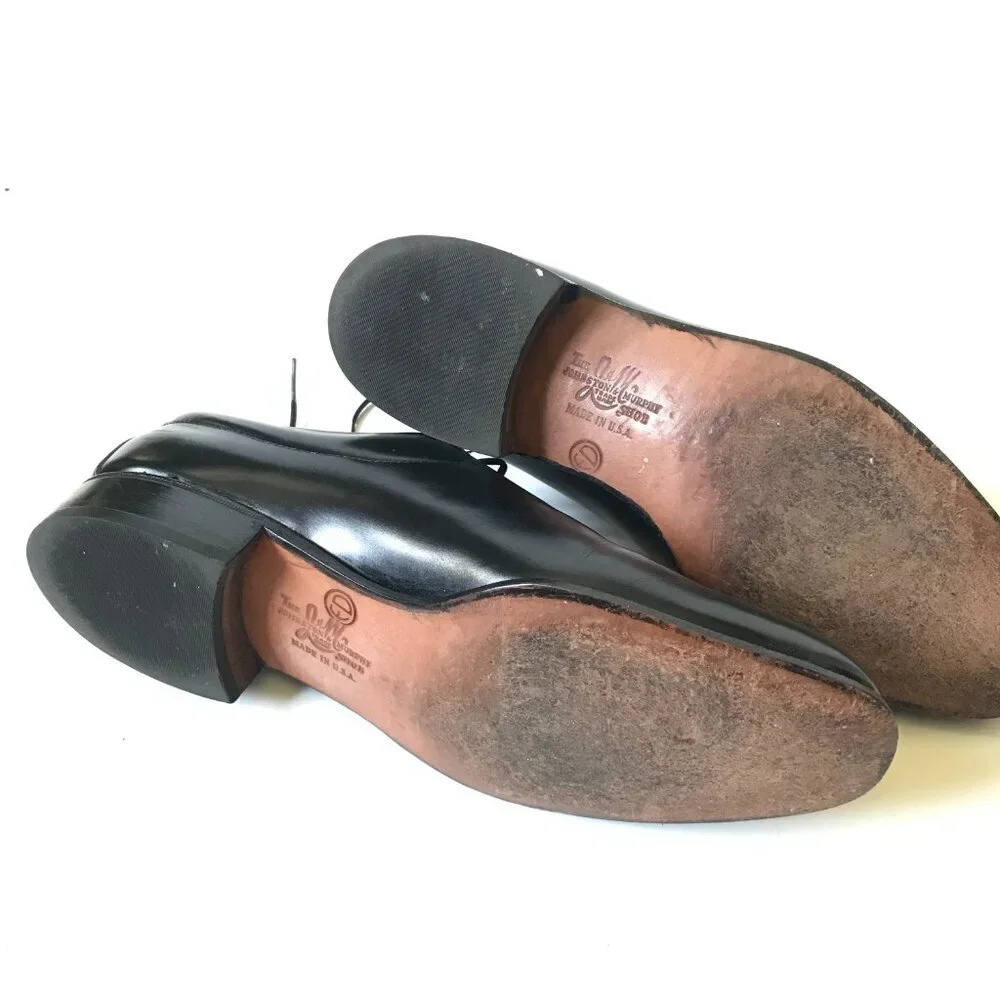 Johnson & Murphy Lace Up Loafers Dress Shoes Mens 7.5 Leather Tux Plain Toe
